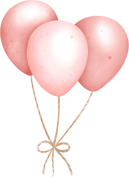 Pink Balloons Party Watercolor