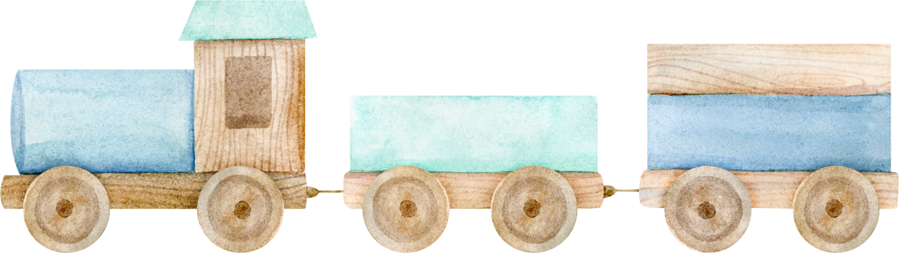 Watercolor Baby's Toy Wooden Train